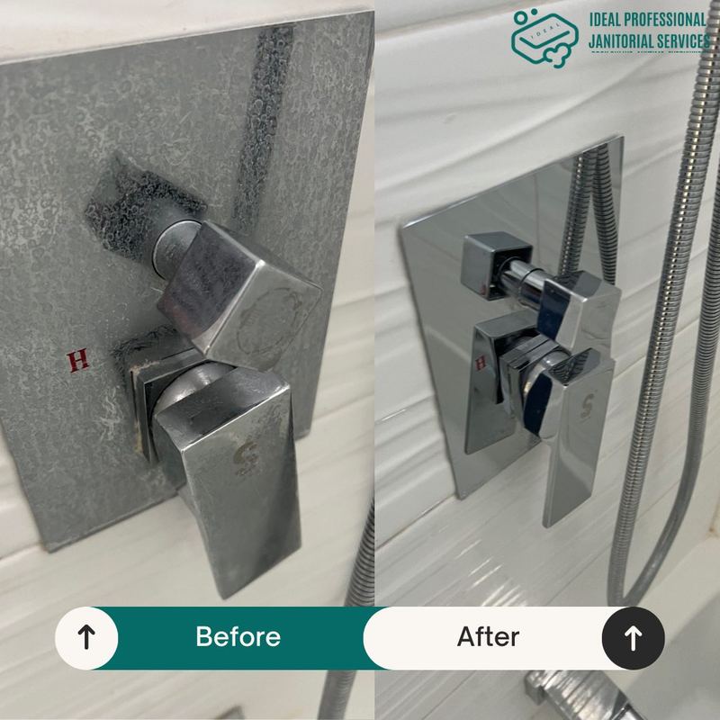 Before and after: Descaled shower fixtures brought back to a shine