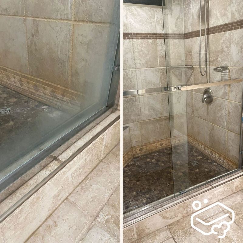 Before and after: Tile & glass shower detailed top to bottom