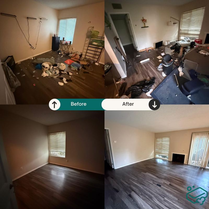 Before and after: Move-out clean — cleared to move-in ready