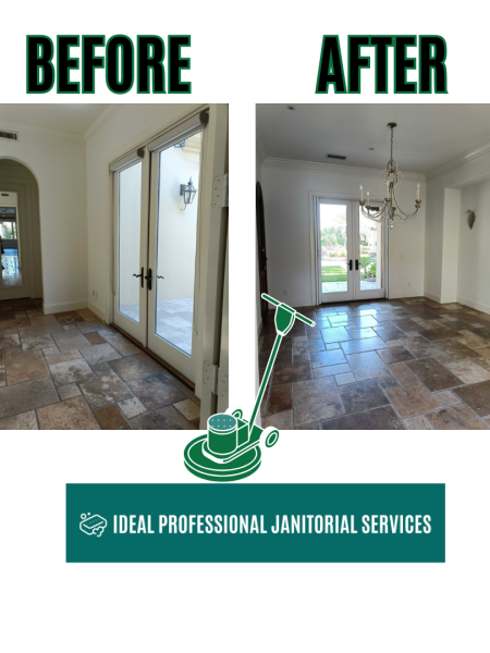 Before and after photo of Floor cleaned by Ideal Professional Janitorial Services (1)