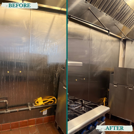 before and after commercial kitchen surface cleaning