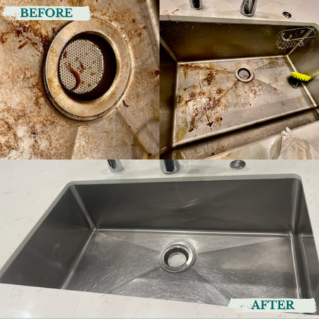 before and after commercial sink and drain cleaning results